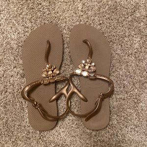 Stuart Weitzman Havianas flip flops. Size 9. Jeweled embellishments. Worn once.